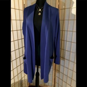 Verve Ami - Royal blu knit sweater with 2 pockets 5 silver buttons @ sleeve. SzL